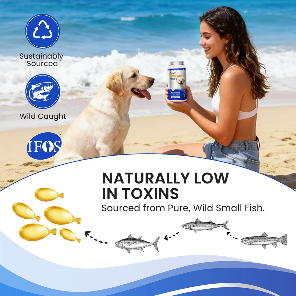 FURRY ARMOR Omega-3 label notes wild-caught fish source and quality.