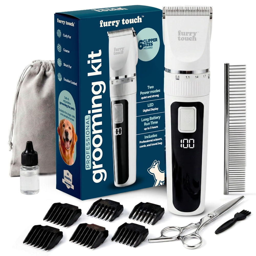 Furry Touch dog grooming kit with dual modes for quiet comfort and strong performance
