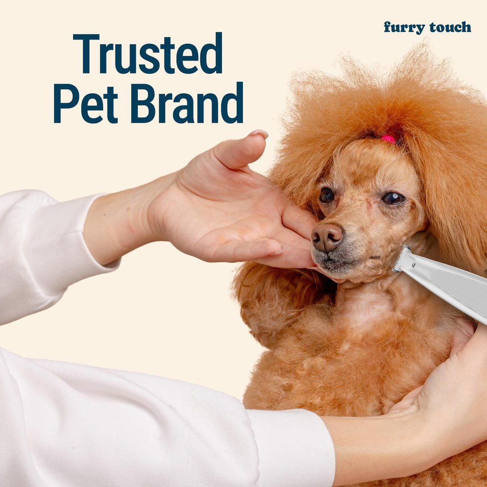 Furry Touch Paw Trimmer in use on a paw demonstrating safe trimming