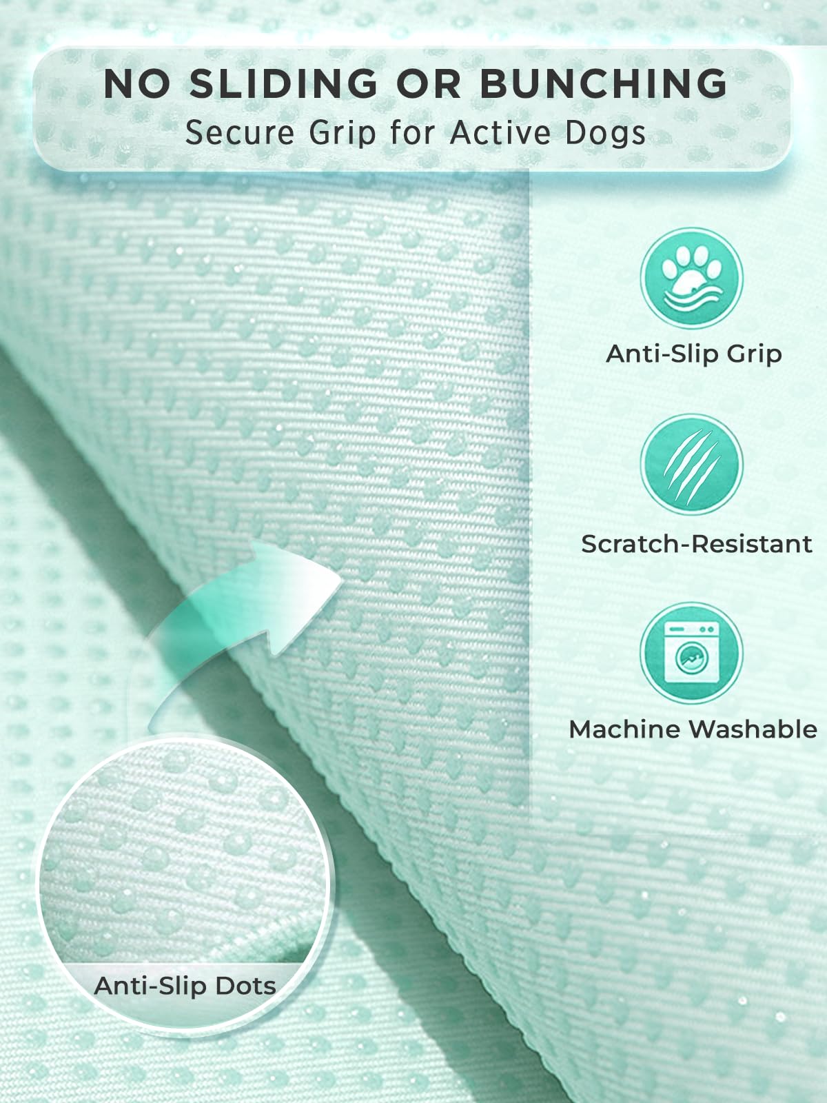Furrybaby anti-slip bottom keeps the mat in place on floors and crates