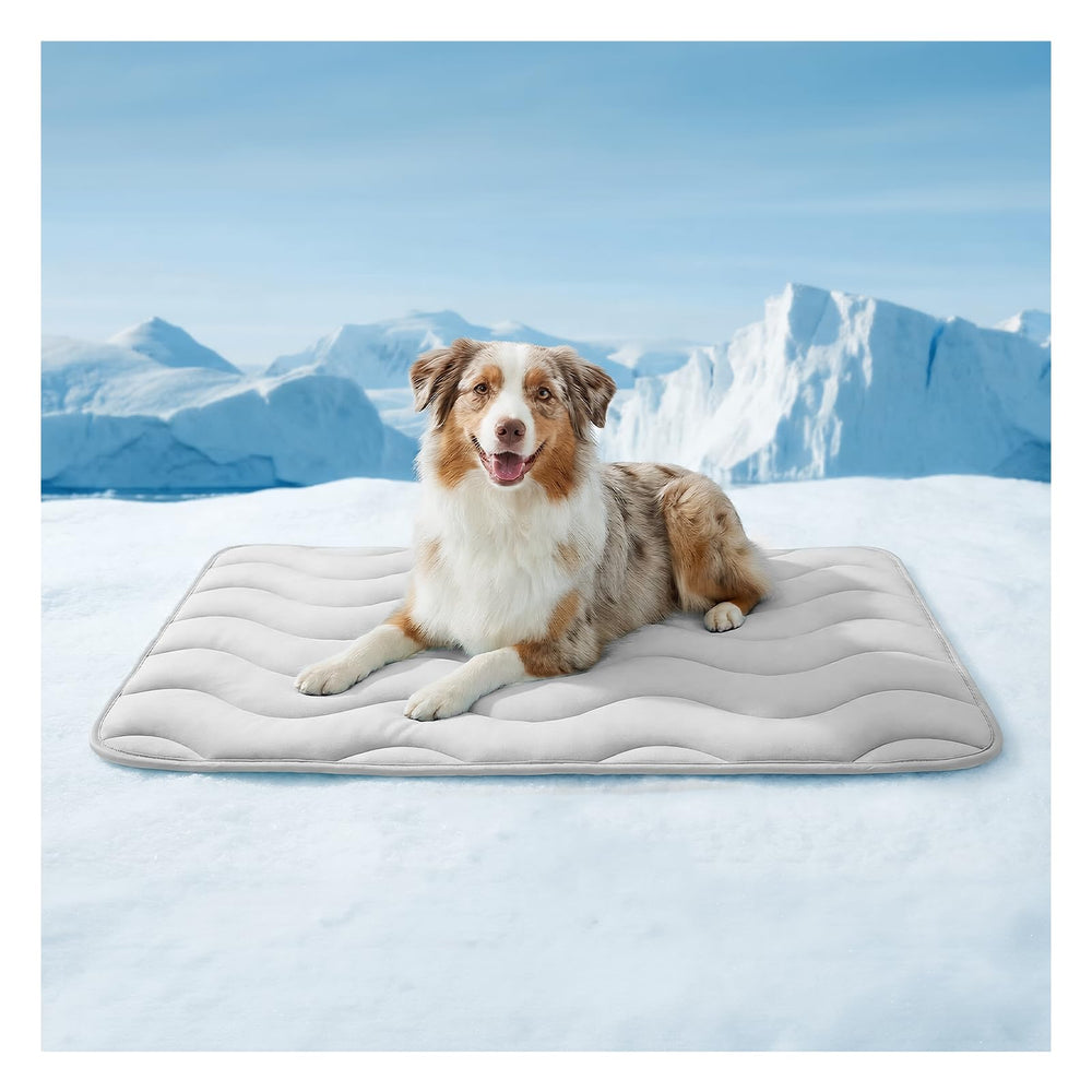 FurryBaby large 42x28 cooling mat provides refreshing surface for hot days.
