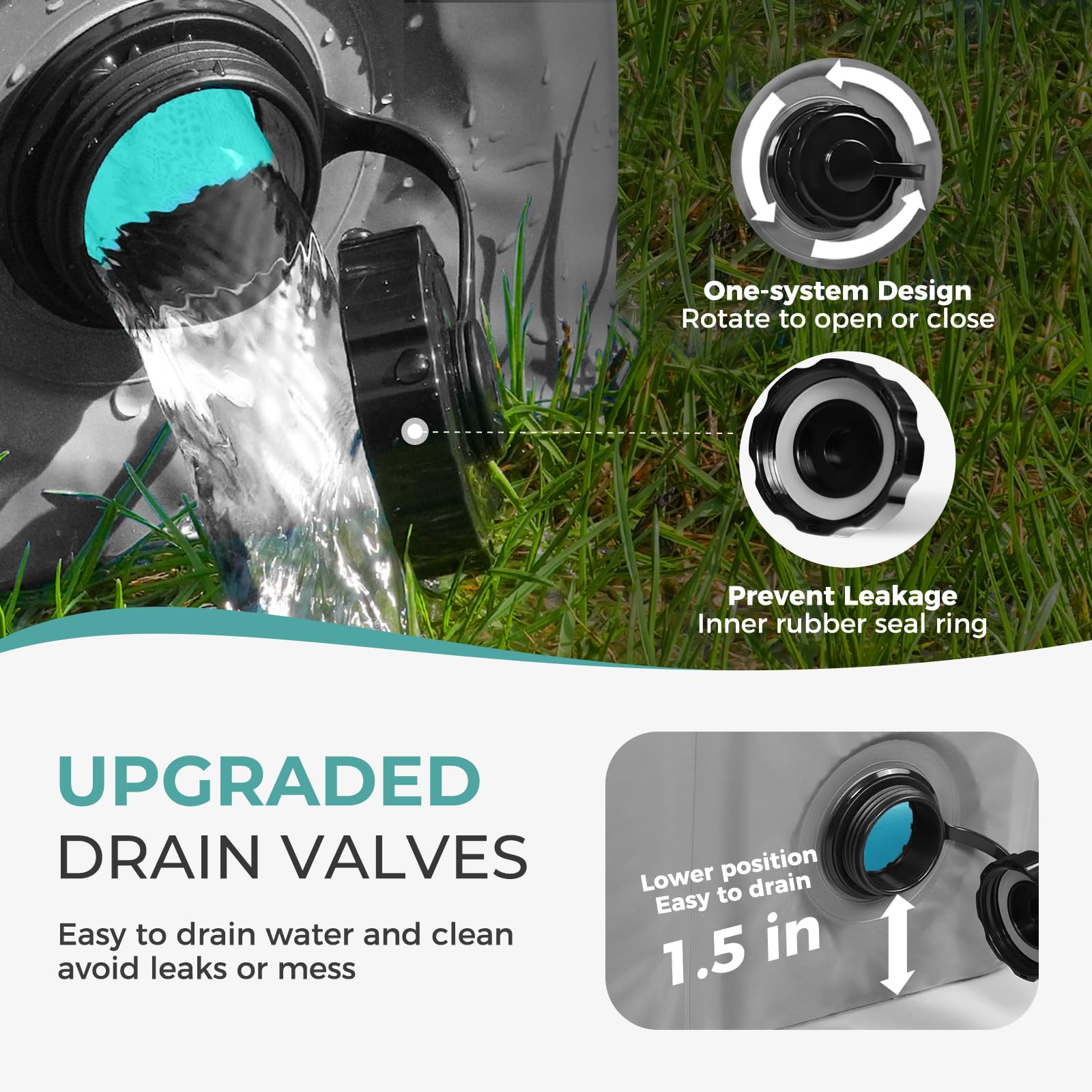 Furrybaby pool drain hole for fast water release after play