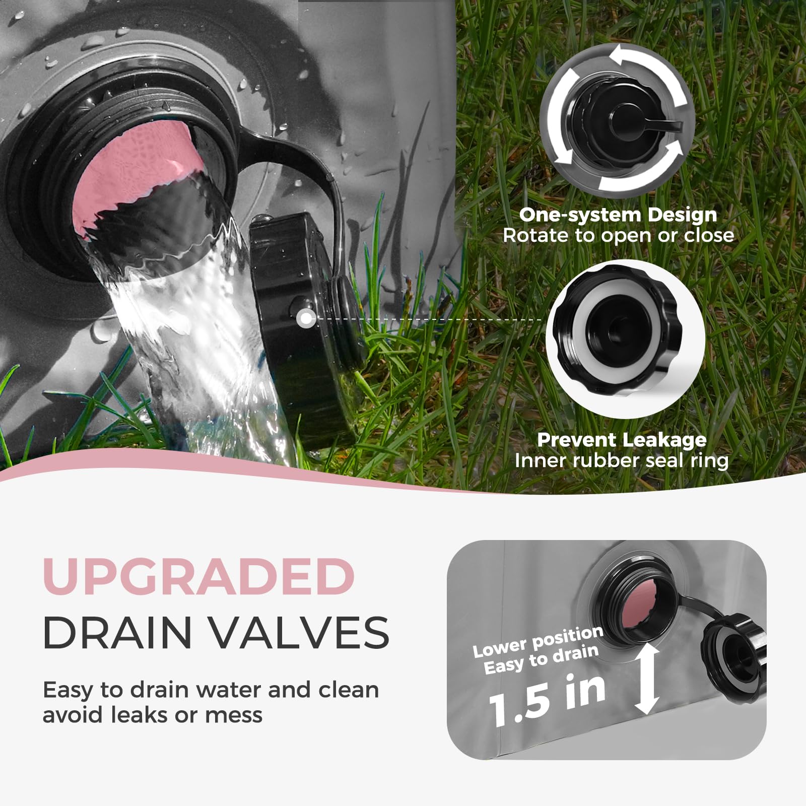 Furrybaby pink pool drain hole for fast water release after use