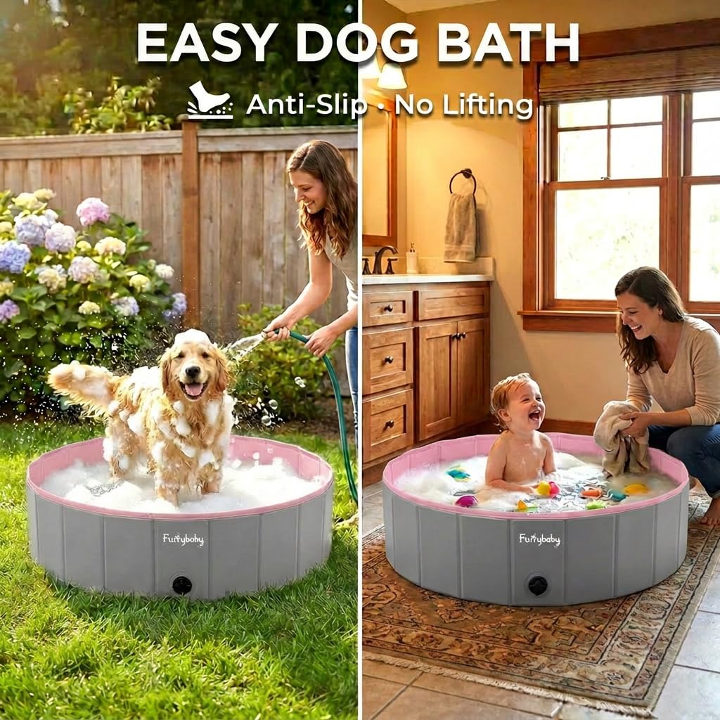 Furrybaby outdoor-ready dog pool for backyard cooling on sunny days