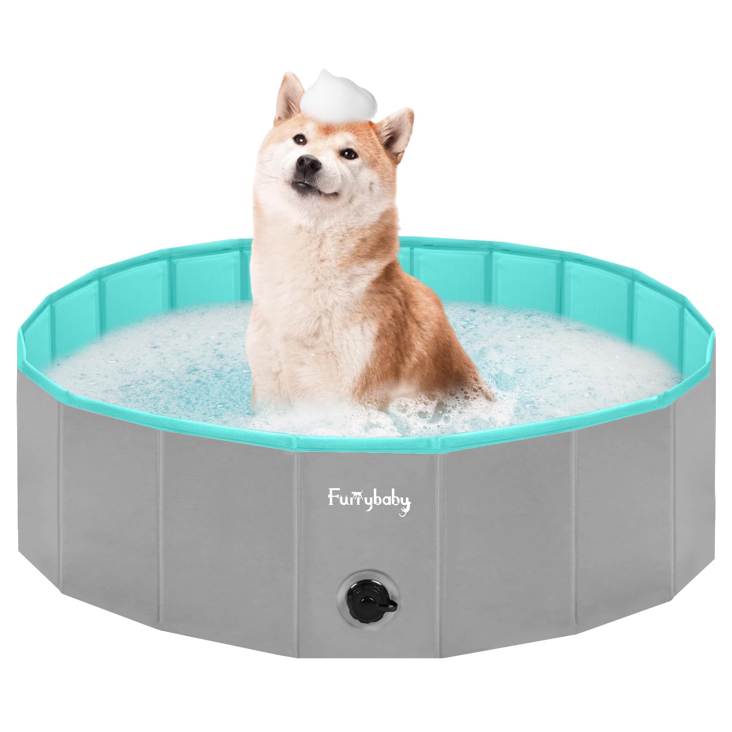 Furrybaby dog pool folded with packaging for travel and storage