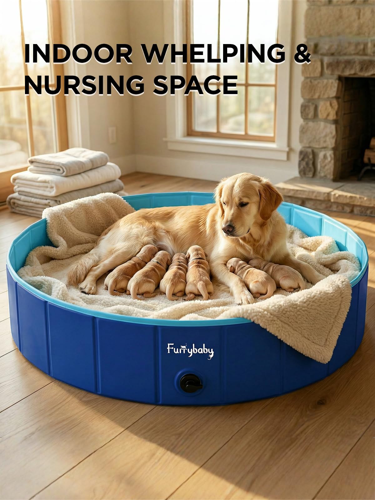 Furrybaby dog pool multi-use – doubles as ball pit or wading pool.