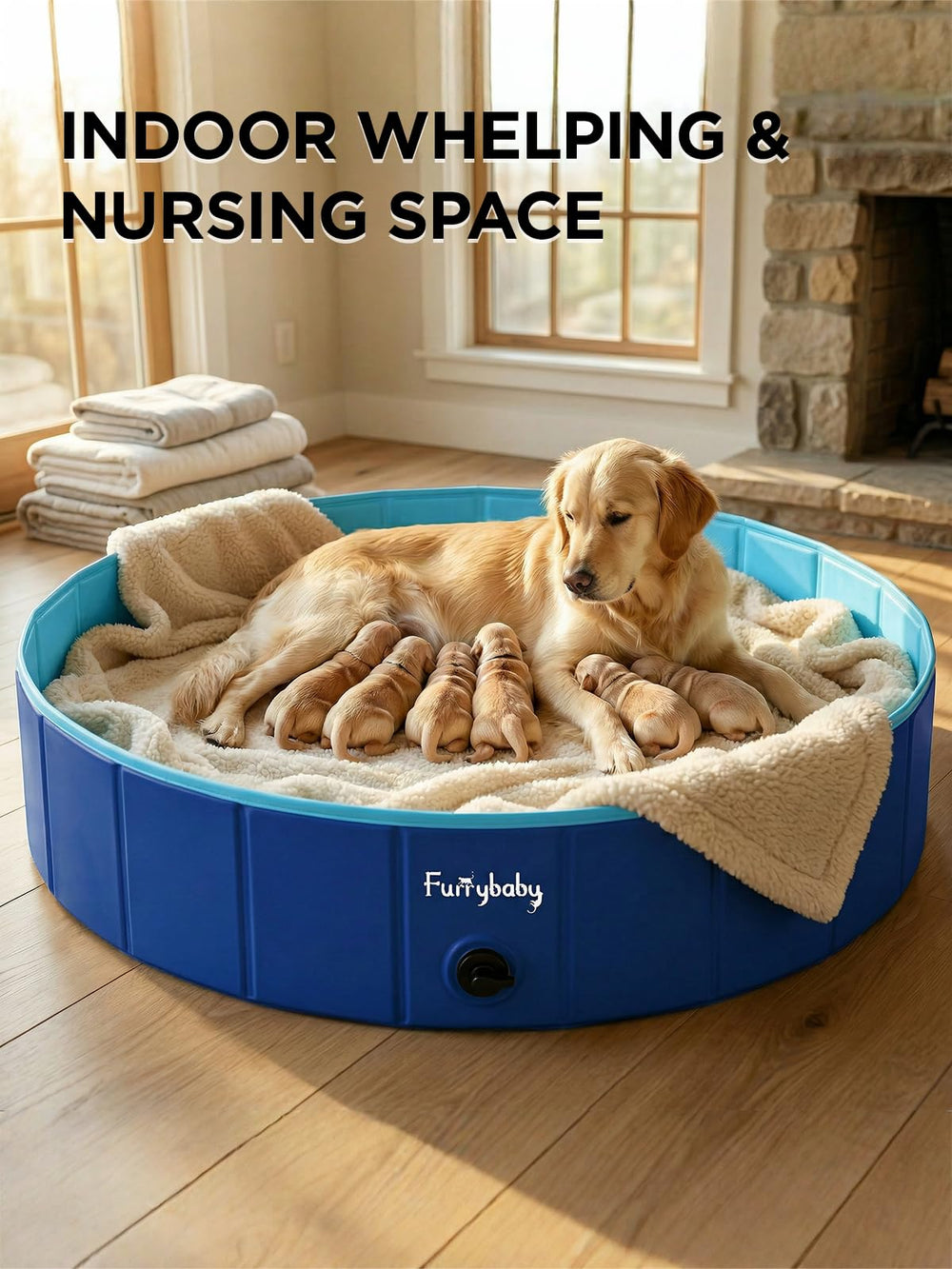 Furrybaby dog pool multi-use – doubles as ball pit or wading pool.
