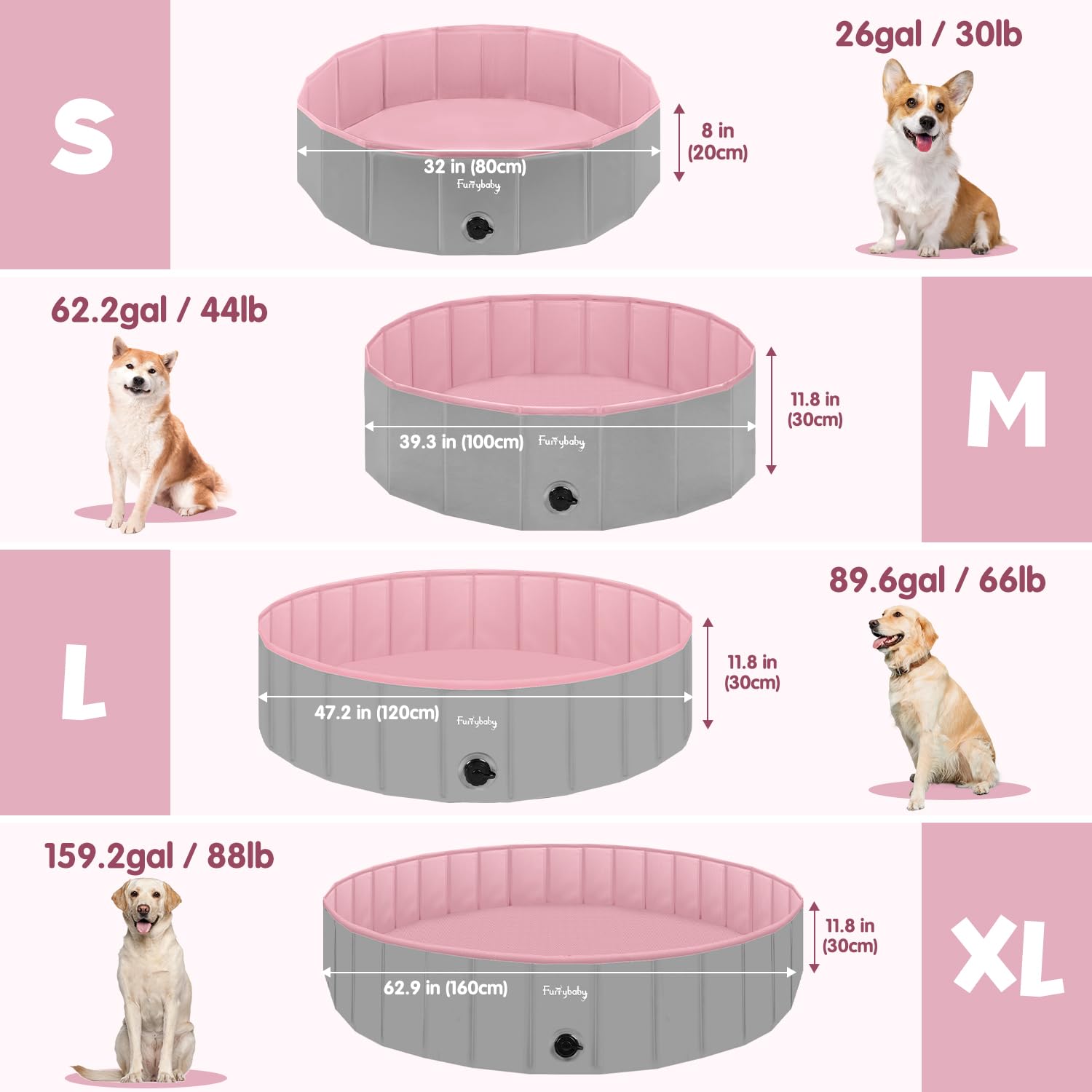 Furrybaby foldable dog pool 32-inch drain close-up for quick water release