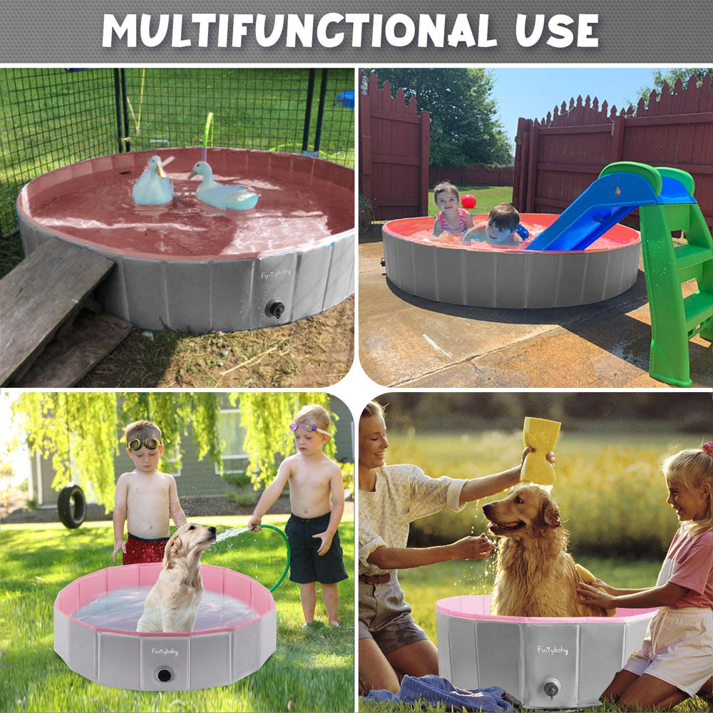 Furrybaby foldable dog pool 32-inch easy-clean surface ready for rinse
