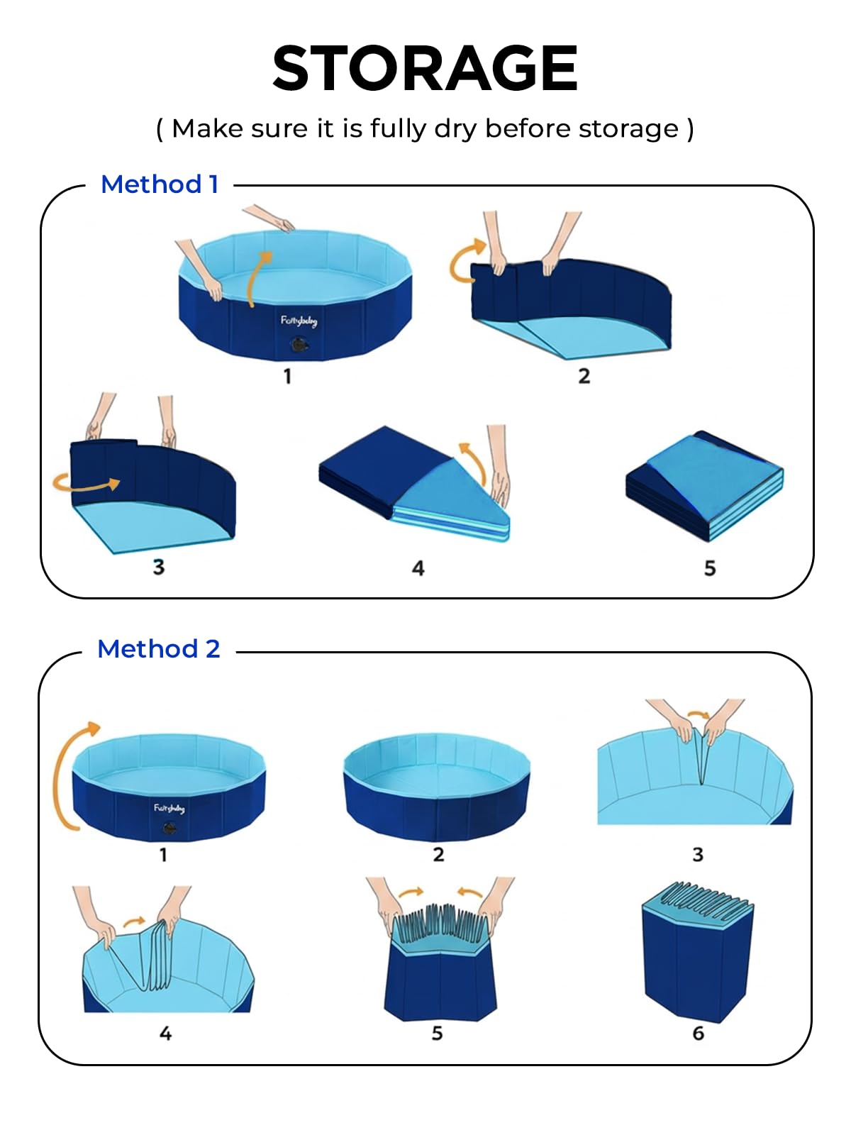 Furrybaby Foldable Dog Pool navy in outdoor setting ready for use