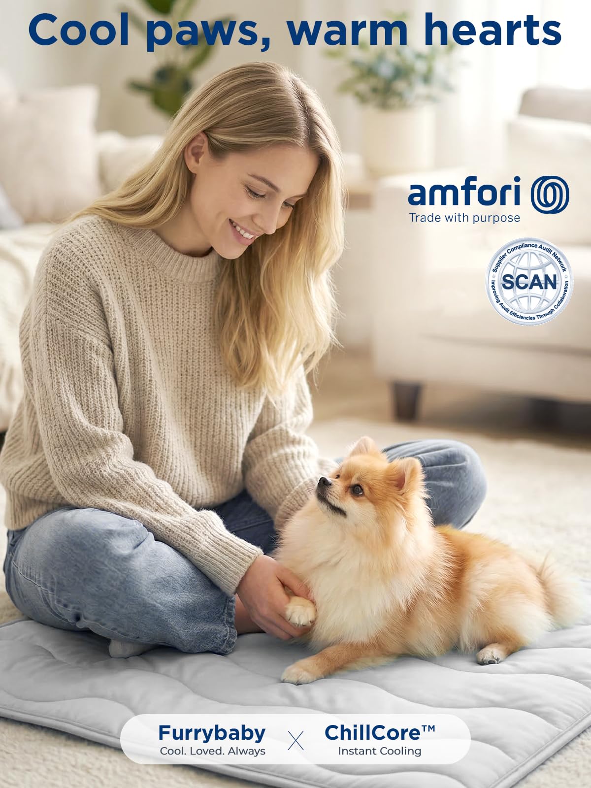 FurryBaby grey cooling mat complements any pet space and home décor.