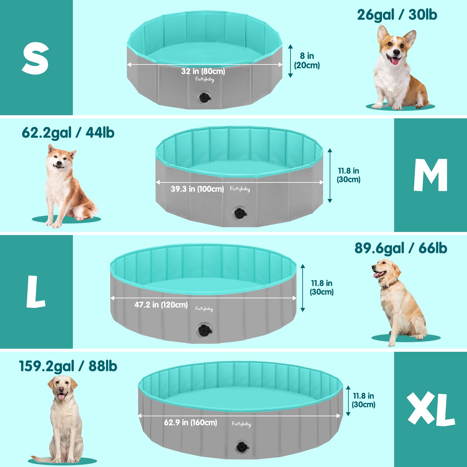 Furrybaby outdoor-ready pool ideal for backyard or park play.