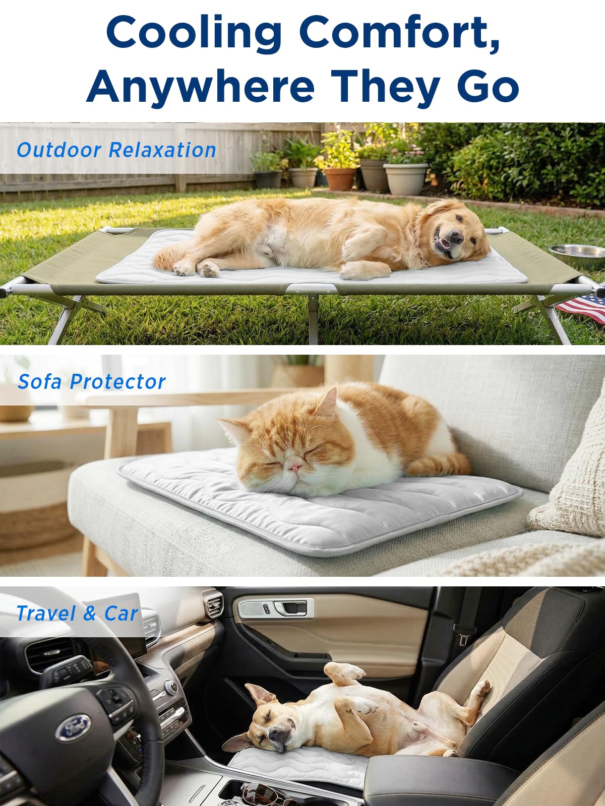 FurryBaby portable travel cooling pad ideal for crates and car seats.