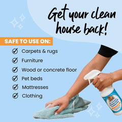 FurryFreshness carpet cleaning action lifts stains and odors