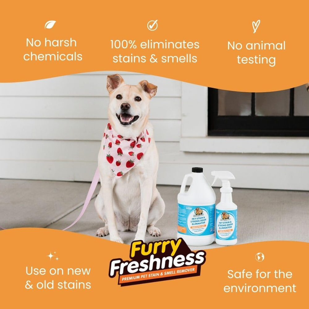 FurryFreshness CRI-certified stain remover bottle for professional-grade results.