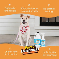 FurryFreshness CRI-certified stain remover bottle for professional-grade results.