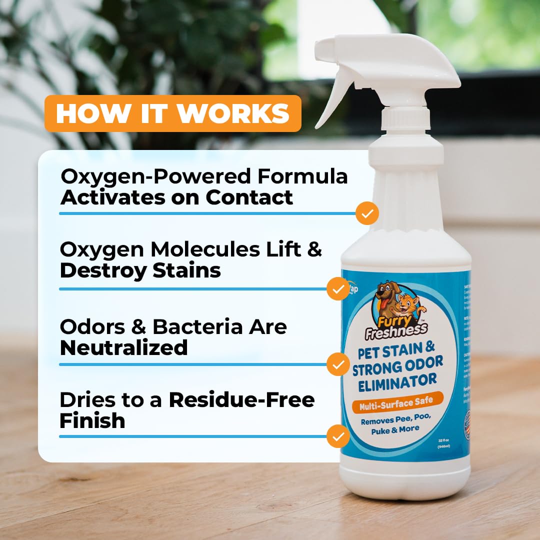 FurryFreshness CRI-certified stain remover for carpeted areas safe and effective