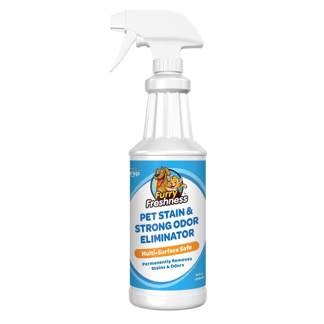FurryFreshness 32oz bottle for extra-strength carpet stain removal.