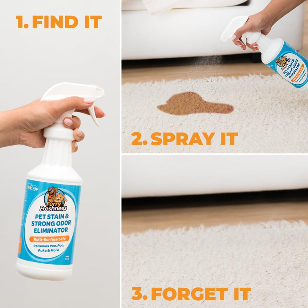 FurryFreshness odor eliminator near application area for lasting freshness