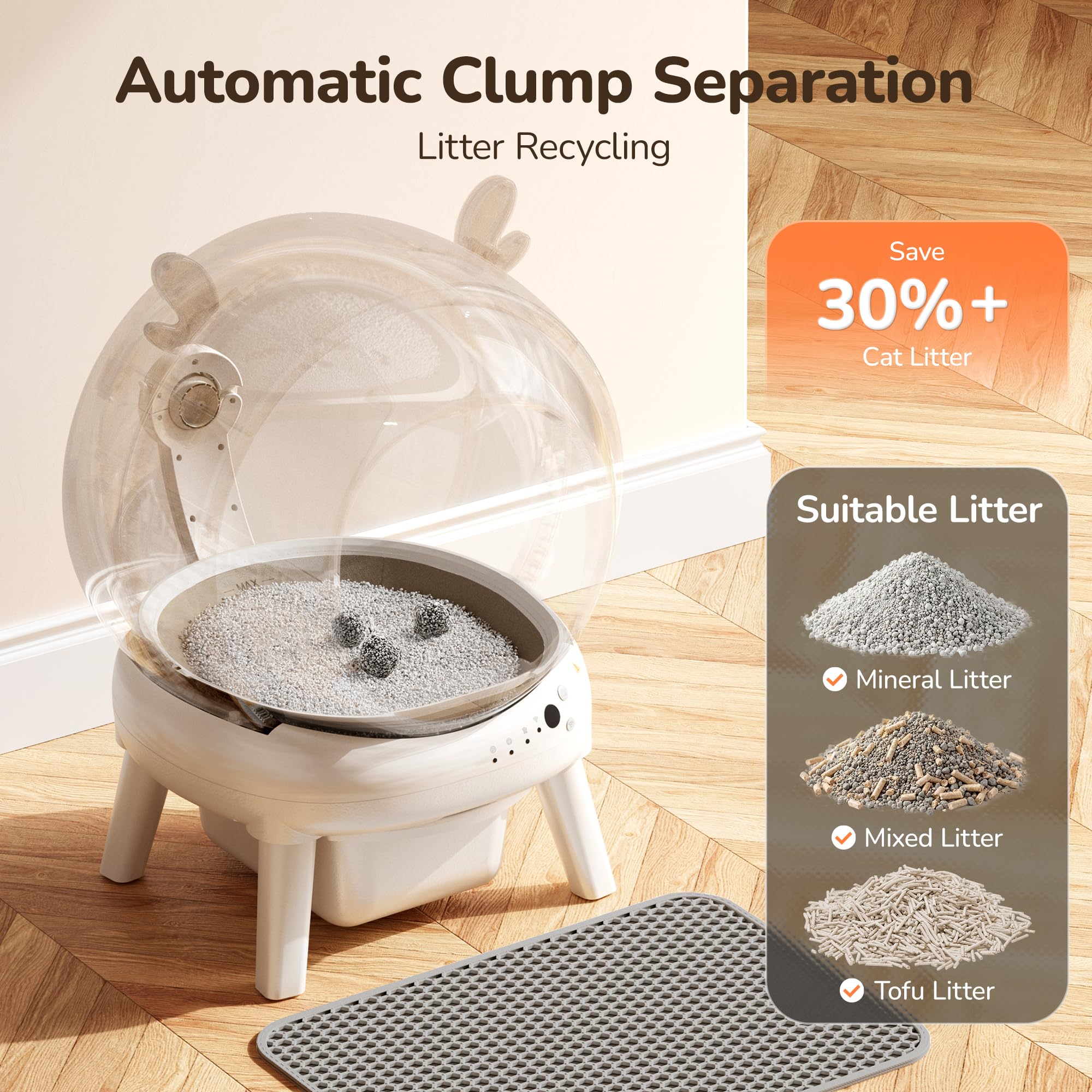 Furrykiddy automatic cleaning cycle reduces daily scooping