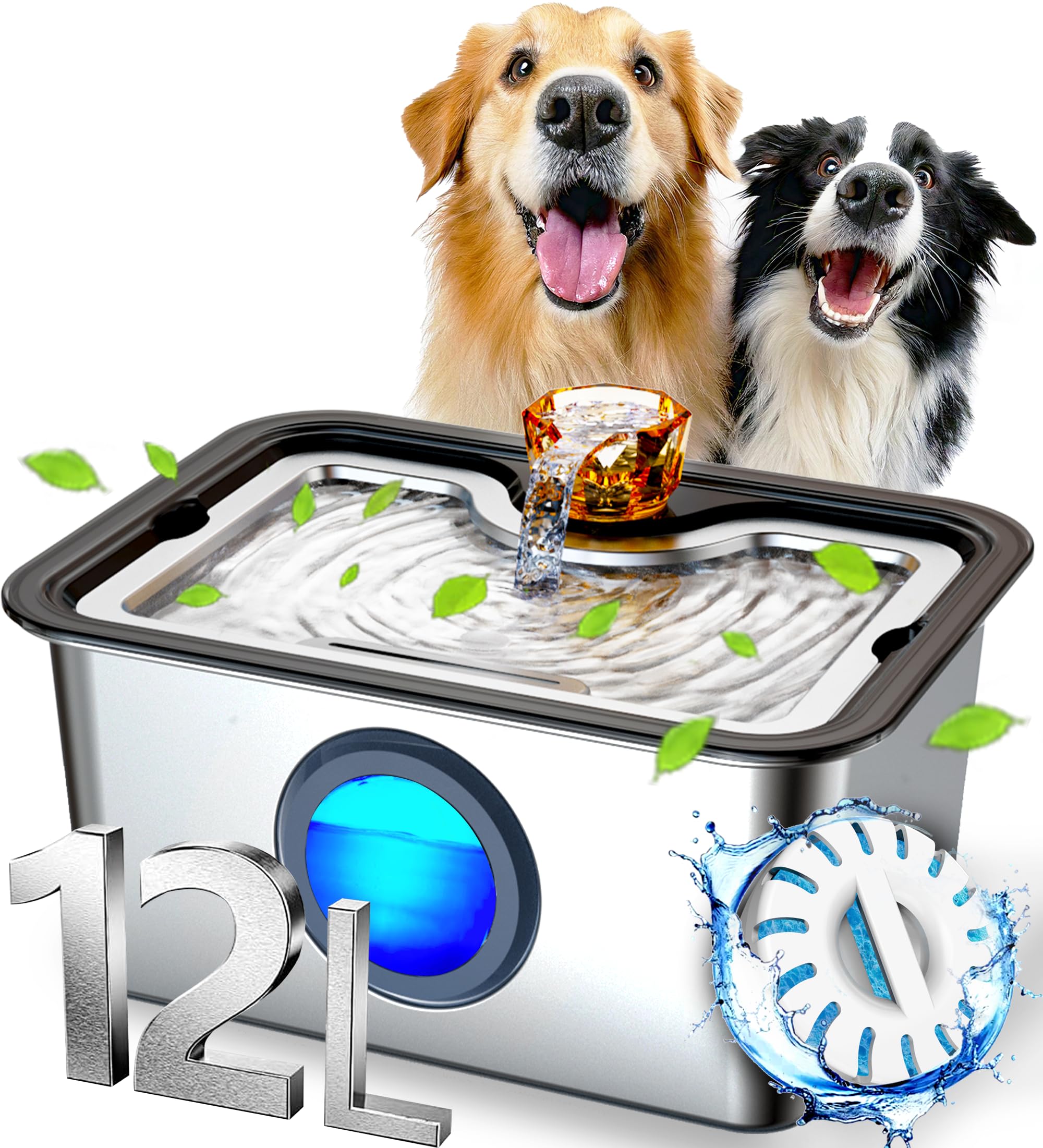 FurryPlanet large dog water fountain with visual window for easy monitoring.