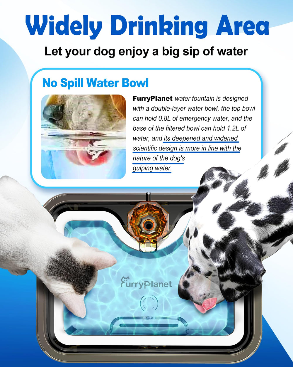 FurryPlanet silent pump with light for quiet operation day and night.