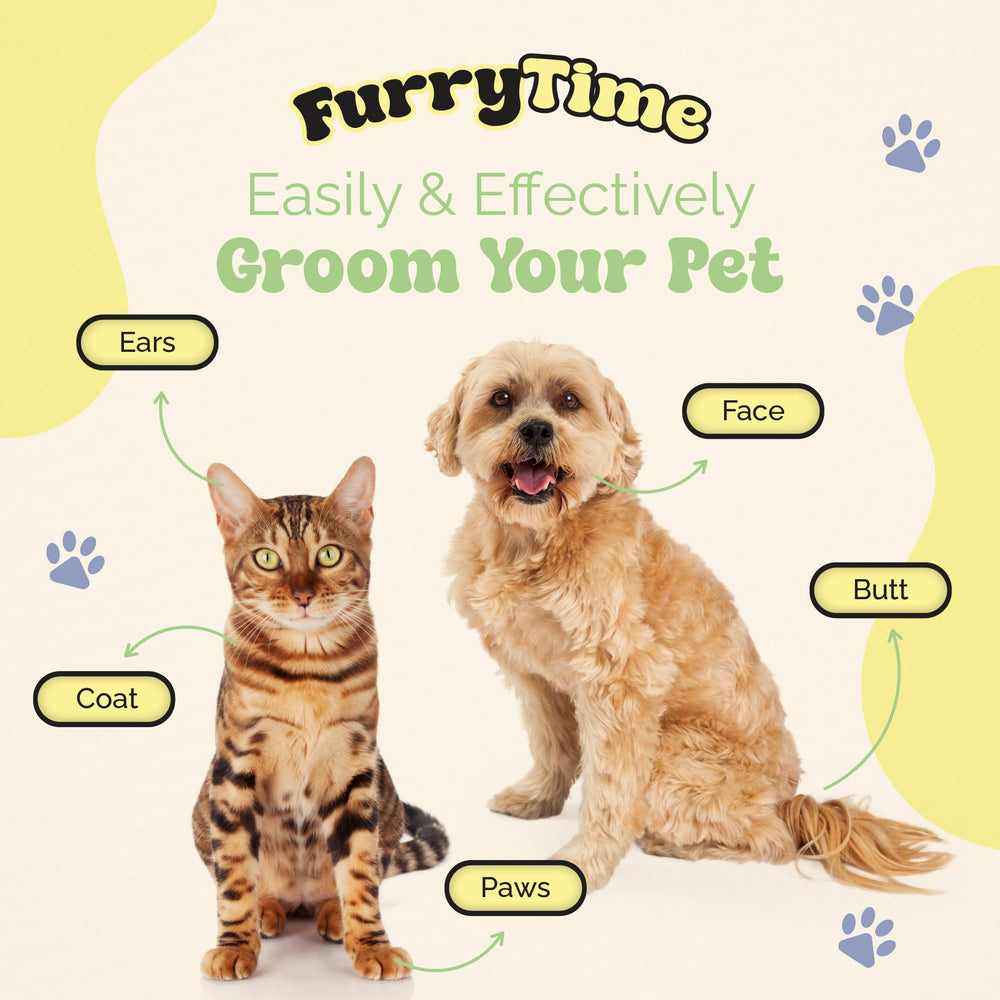 FURRYTIME glove wipes used around ears and eyes for safe grooming