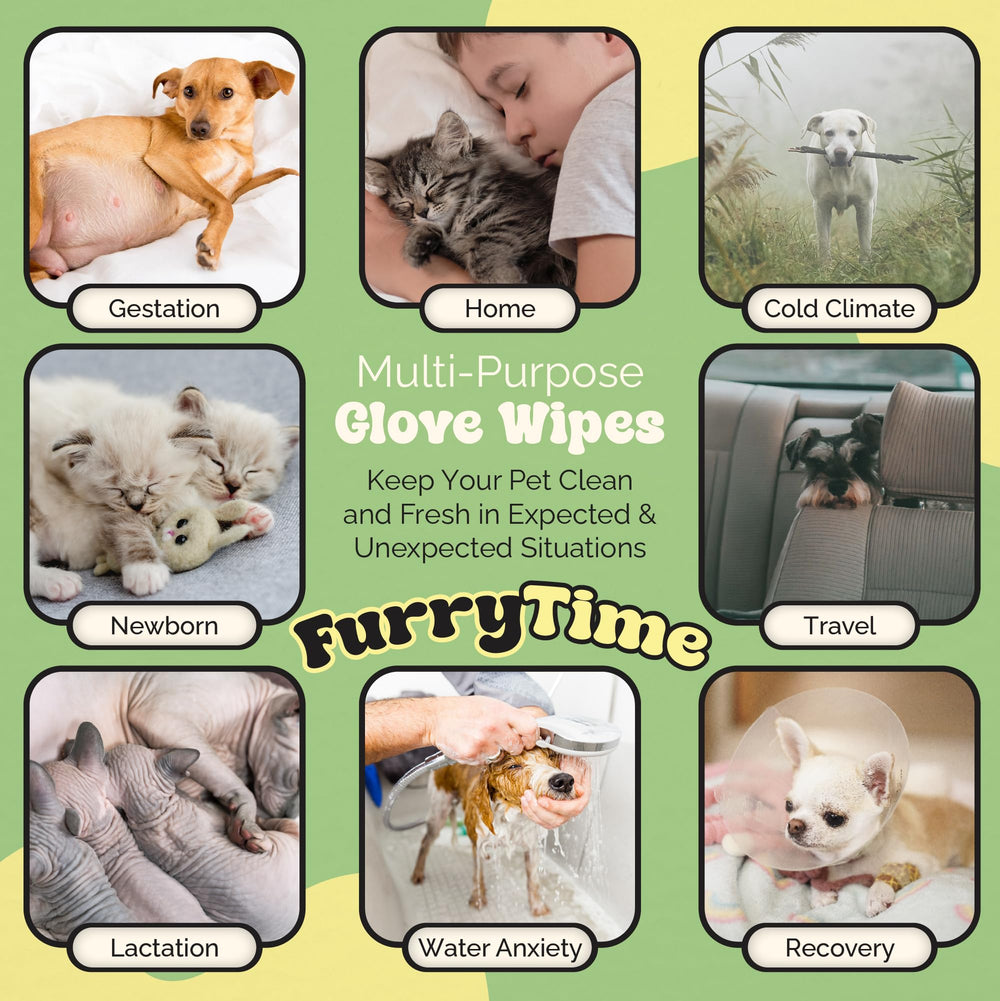 FURRYTIME disposable wipes keep hands clean during grooming sessions