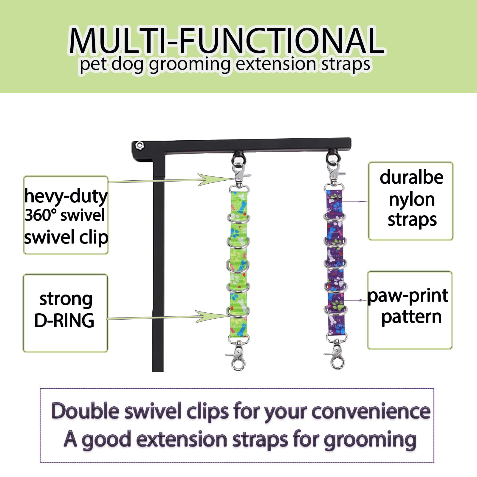 FURSDOLY grooming arm extension clip system keeps dogs steady and hands free