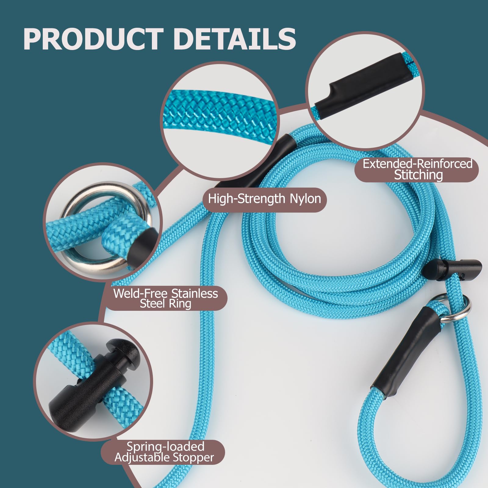 FURSDOLY Slip Lead showing adjustable stopper for quick length changes.