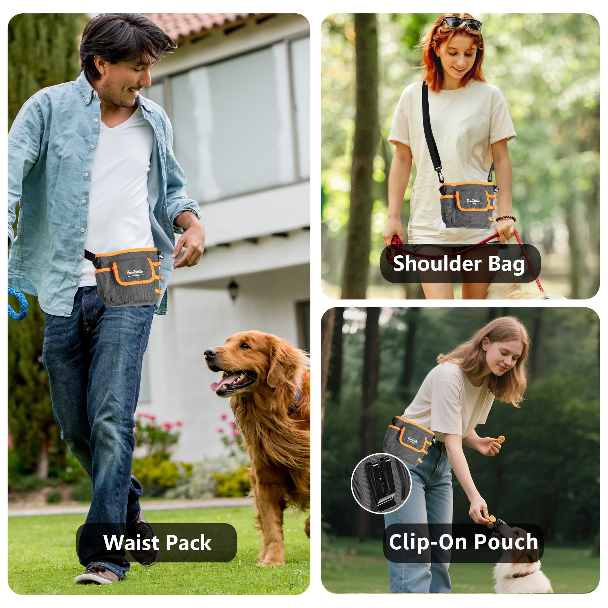 FurtasticFinds dog treat pouch main compartment holds 4.5 cups for on-the-go training rewards.