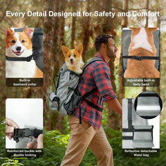 Furtent dog backpack carrier side pocket storage enables easy access to treats and essentials.