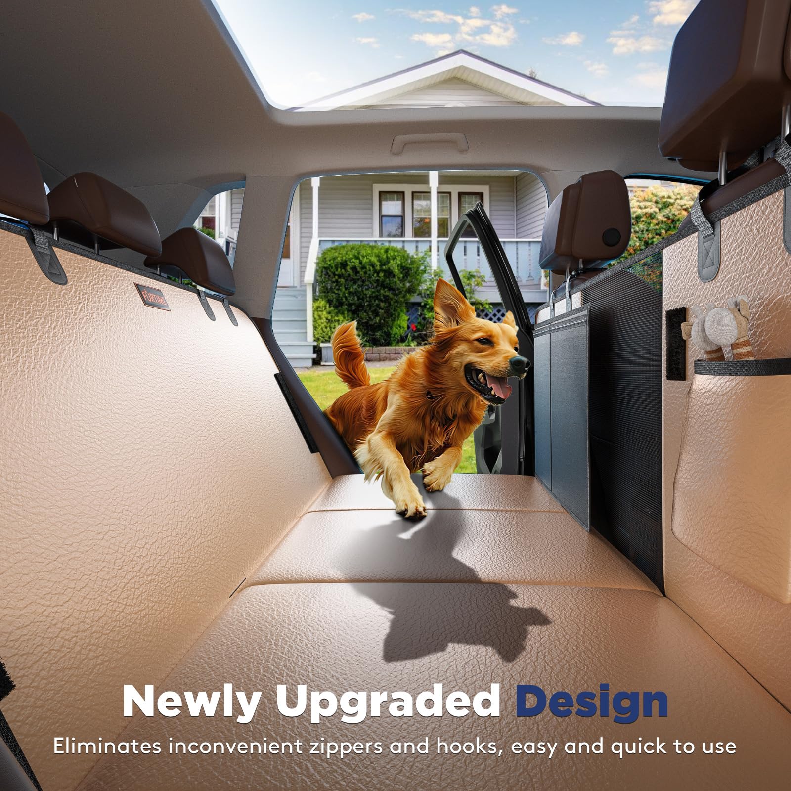 FURTIME upgraded PU leather provides durable, scratch-resistant protection for car seats.