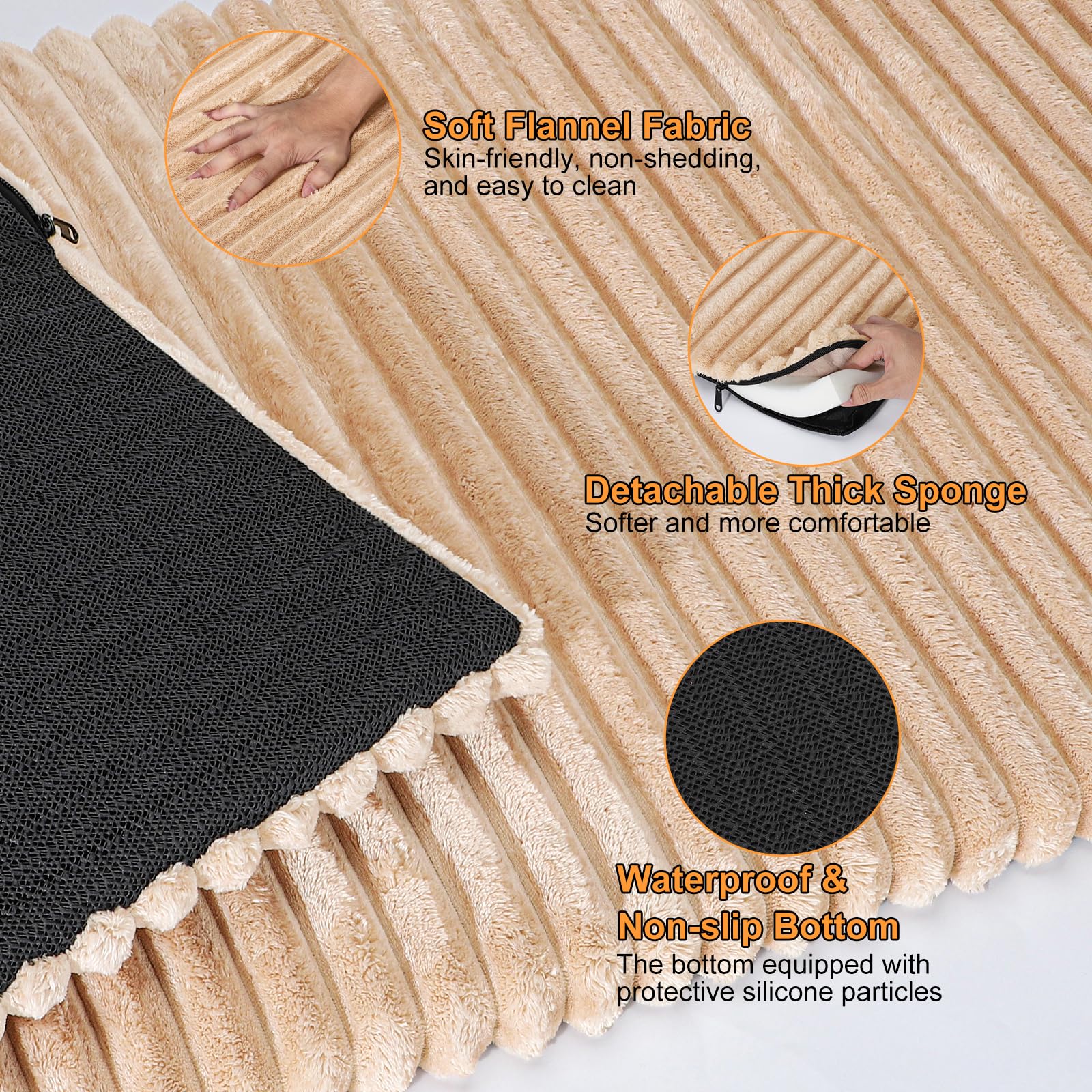 FURTIME non-slip silicone dots keep the mat in place during travel.