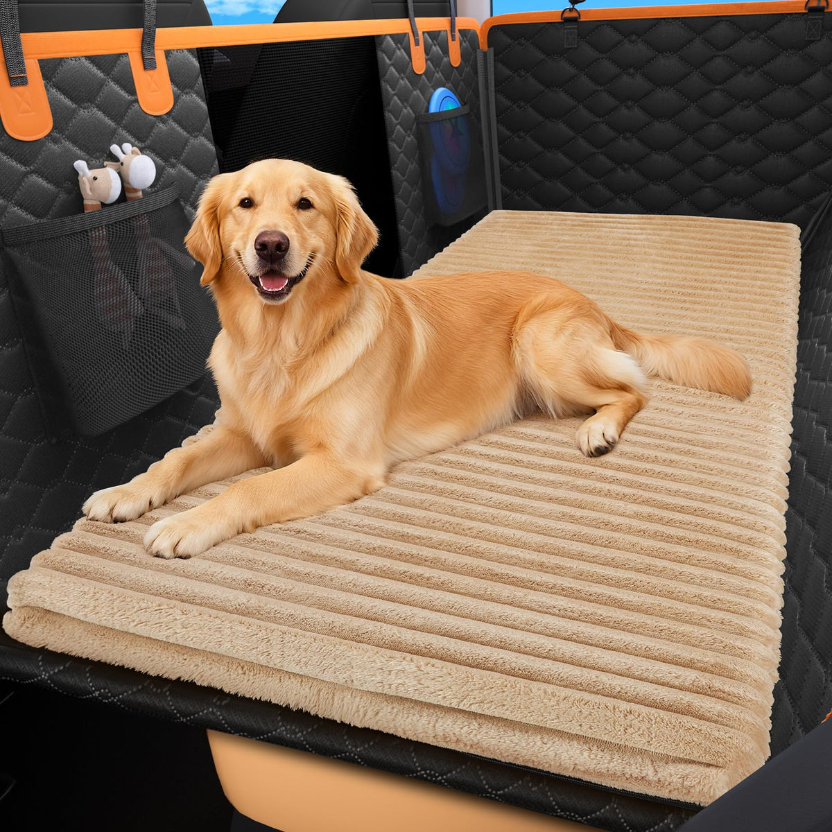 FURTIME backseat bed mat protects car backseat extender from scratches.