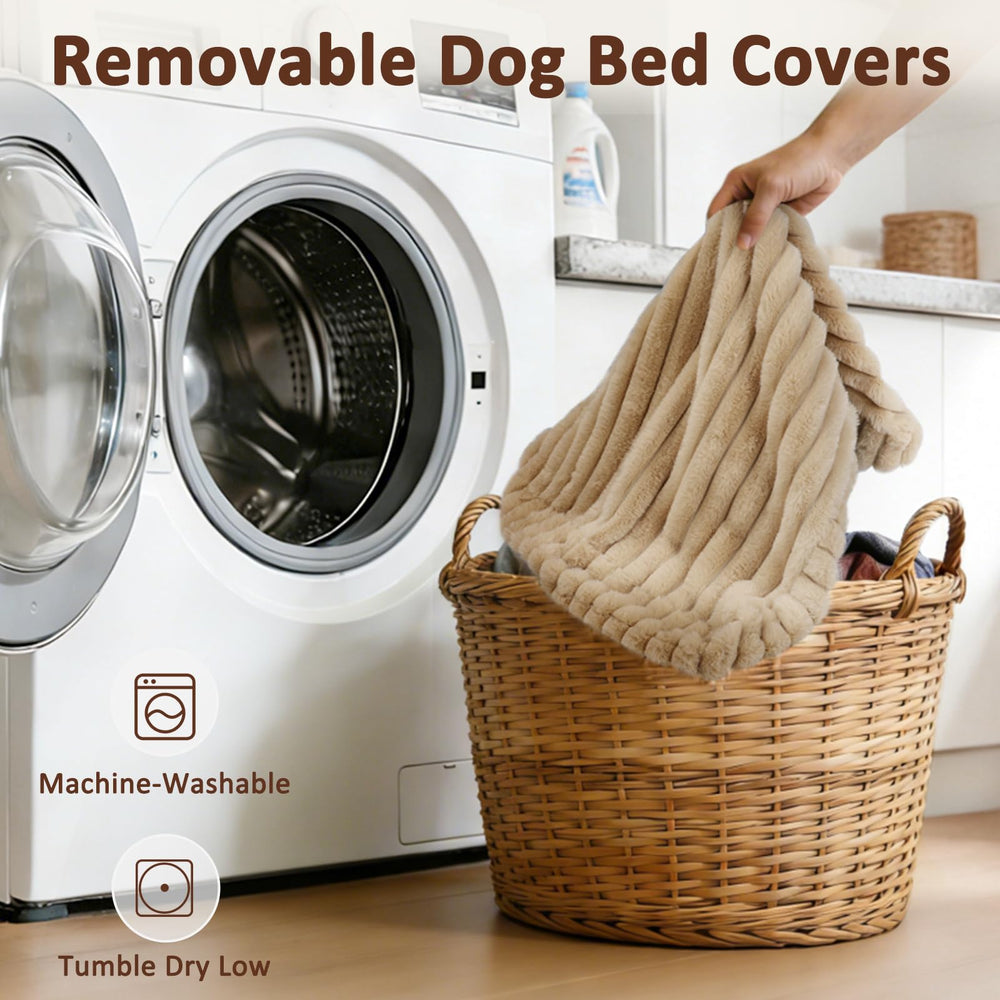FURTIME beige 35x23 inch dog bed fits medium to large dogs