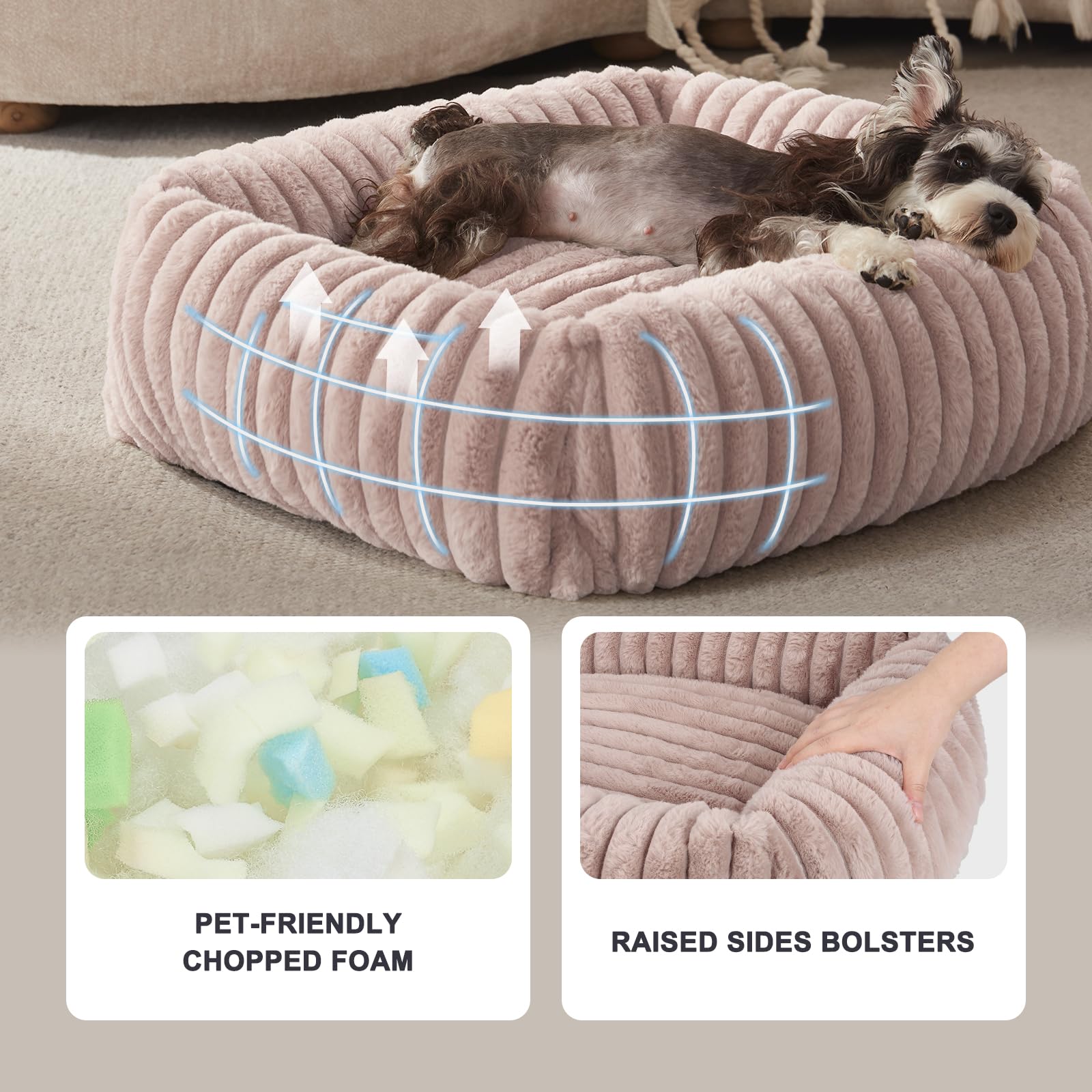 FURTIME bed features shredded foam filling for cloud-like comfort