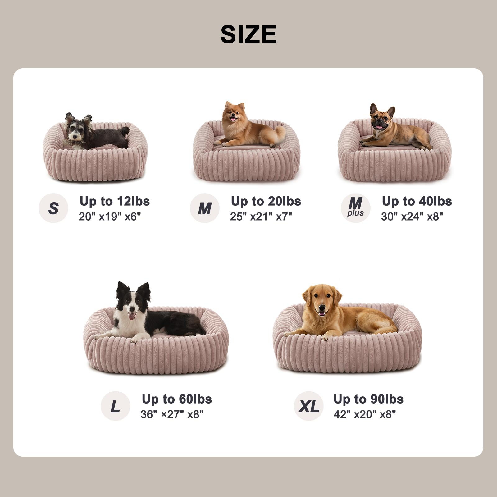 FURTIME dog bed with machine-washable cover for easy care