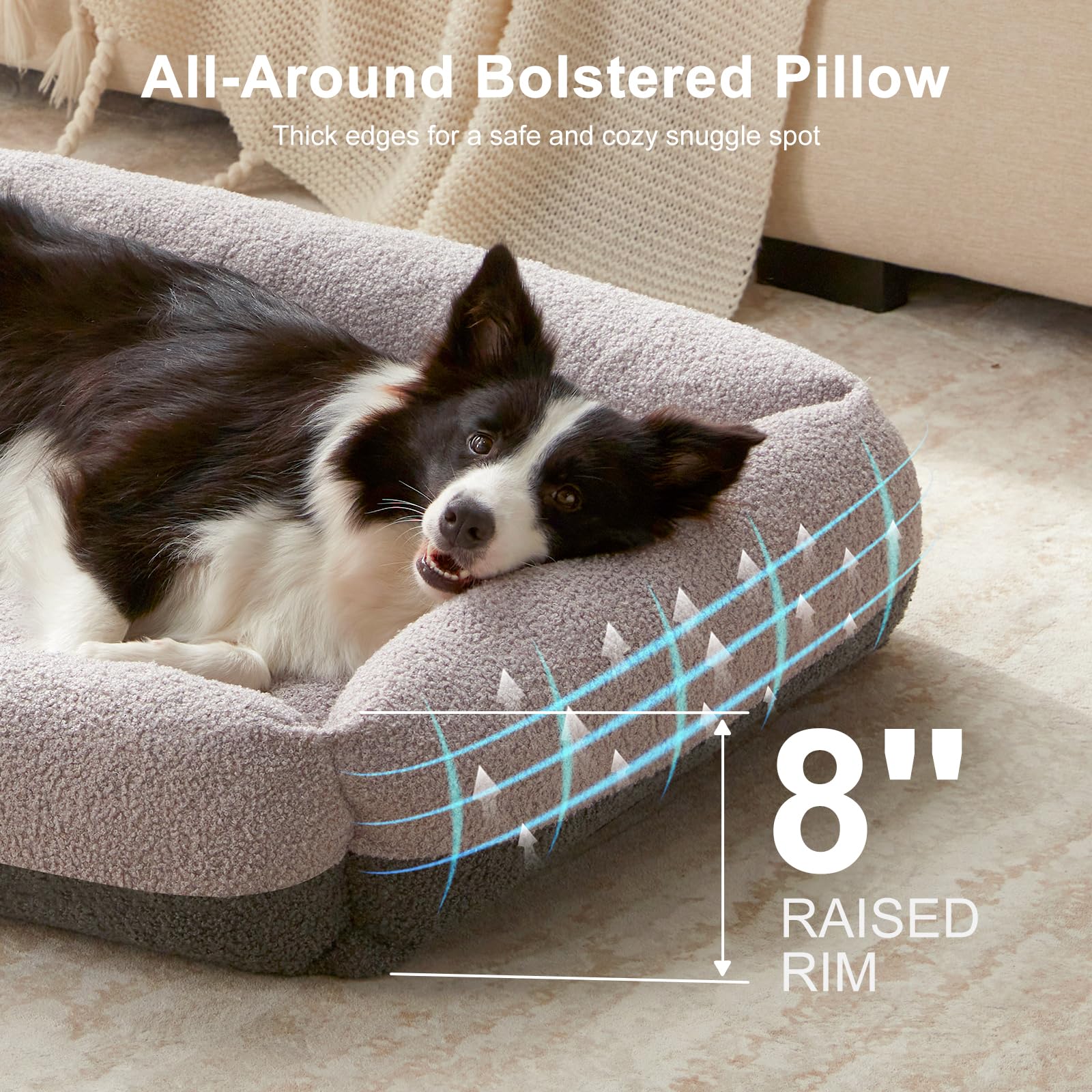 FURTIME dog bed in soft teddy fleece for cozy naps