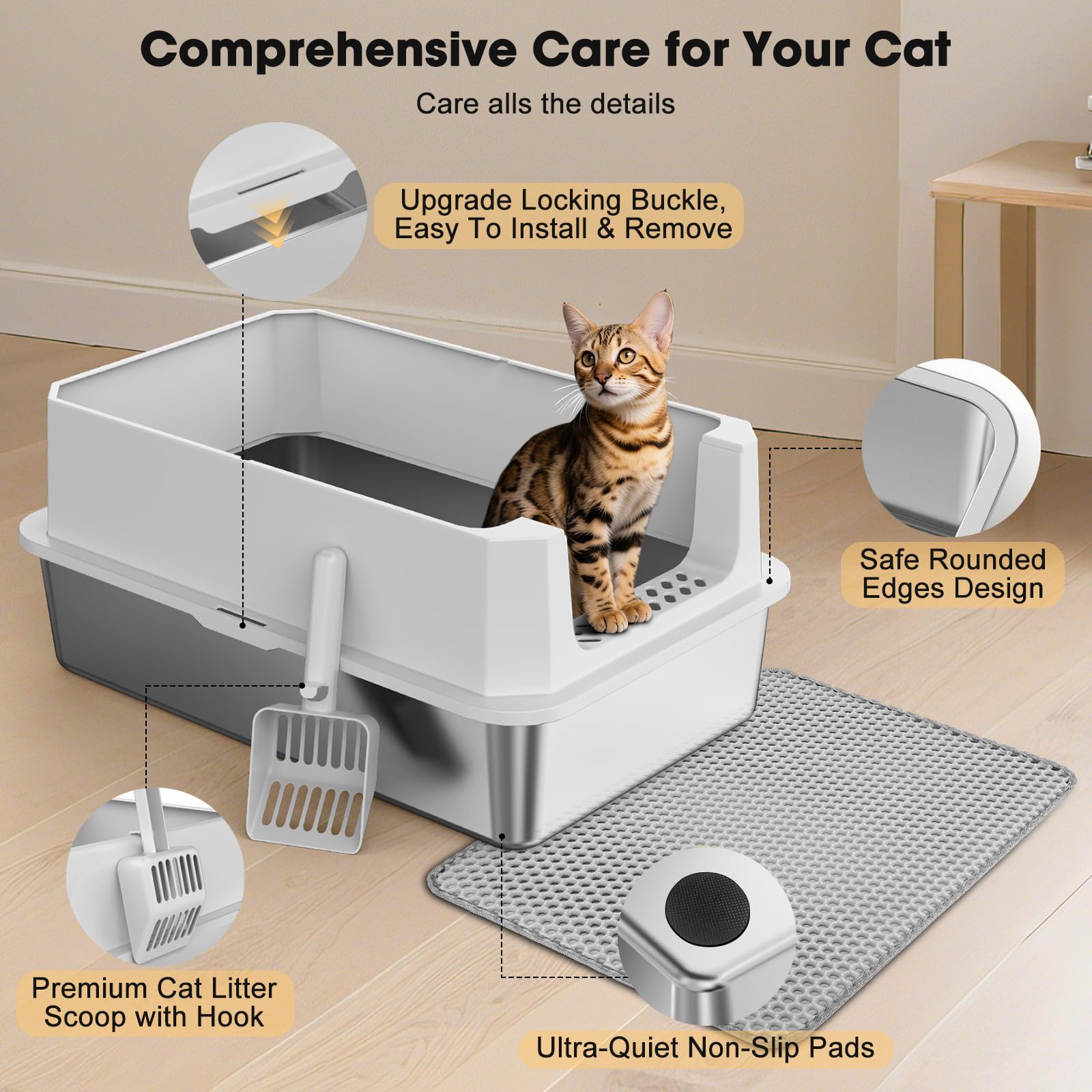 FURTIME litter-trapping mat helps keep surrounding area tidy.