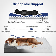 FURTIME XL orthopedic bed side view with stable non-slip base.