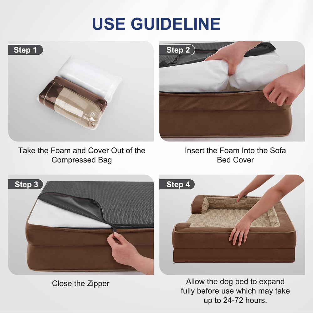 XL size fits large dogs, up to 120 pounds, on the FURTIME bed.