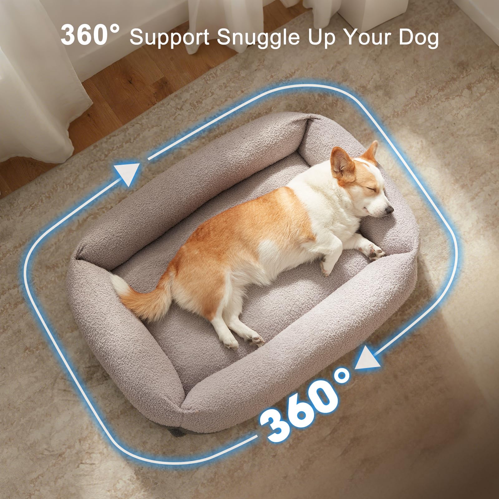 FURTIME rectangular pillow-edge support helps comfortable resting for pets.