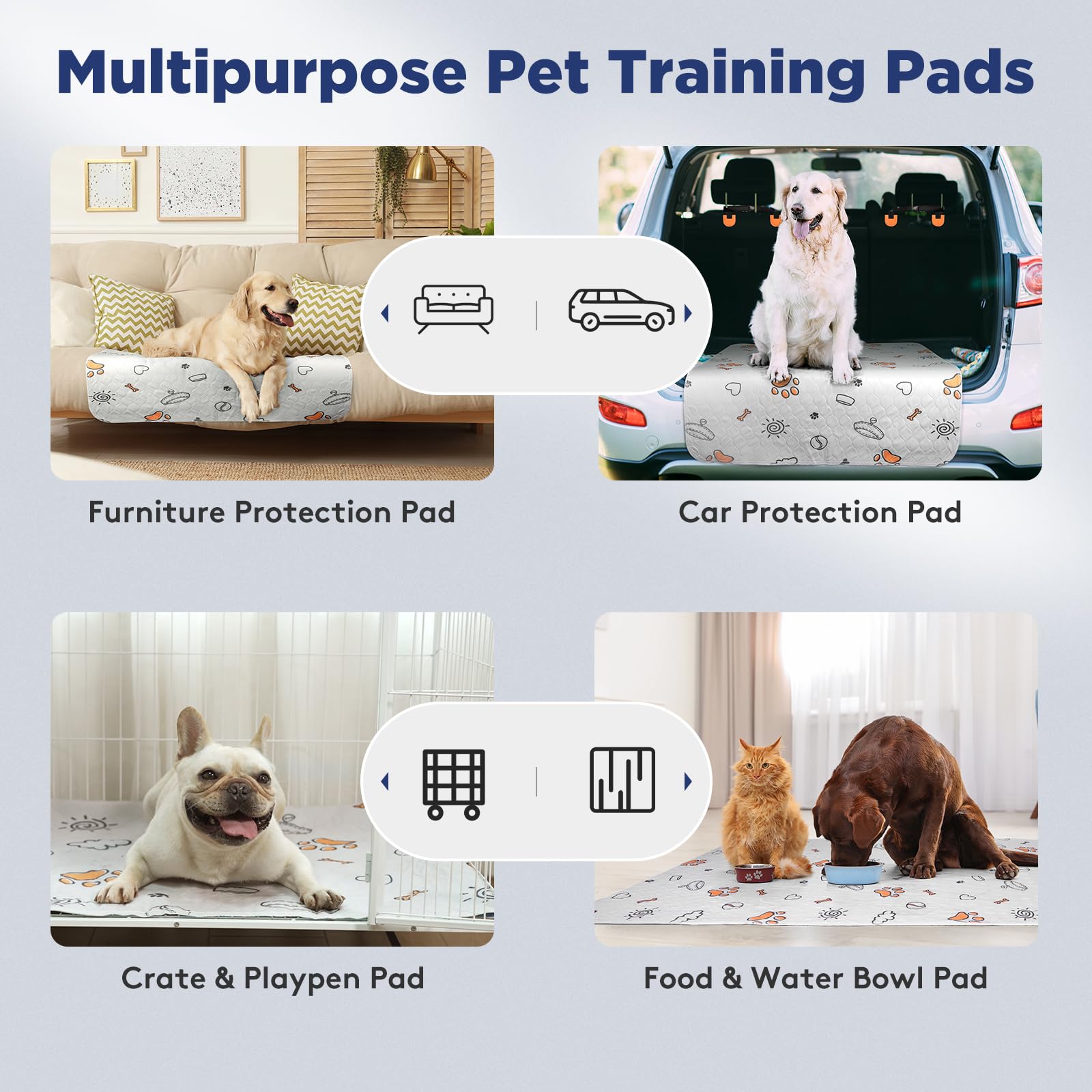 FURTIME puppy crate mat, anti-slip bottom keeps pad in place.