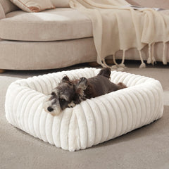FURTIME small cream dog bed, outer view, promotes restful sleep.