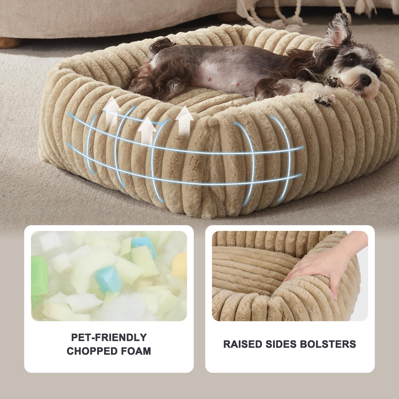 FURTIME small dog bed imitation rabbit fur adds warm year-round softness
