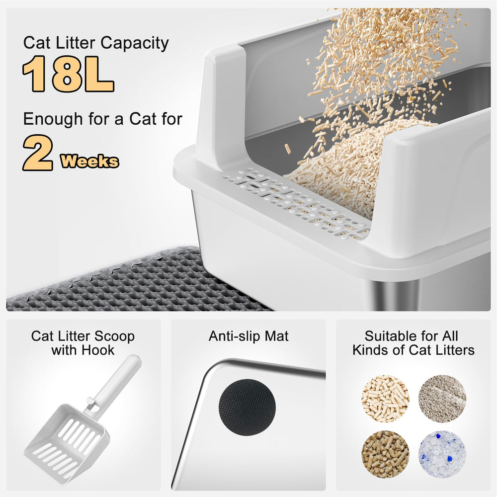 FURTIME easy-clean metal litter box suitable for regular maintenance