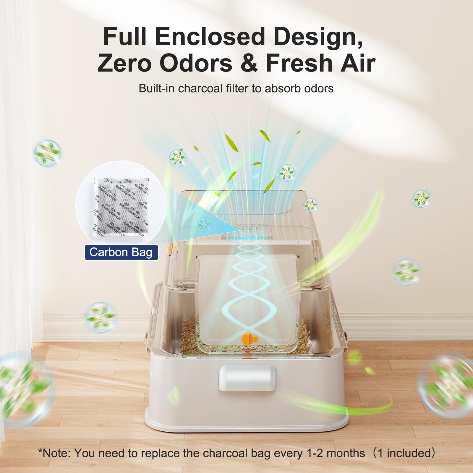 Non-stick stainless surface on FURTIME litter box for easy wipe-downs