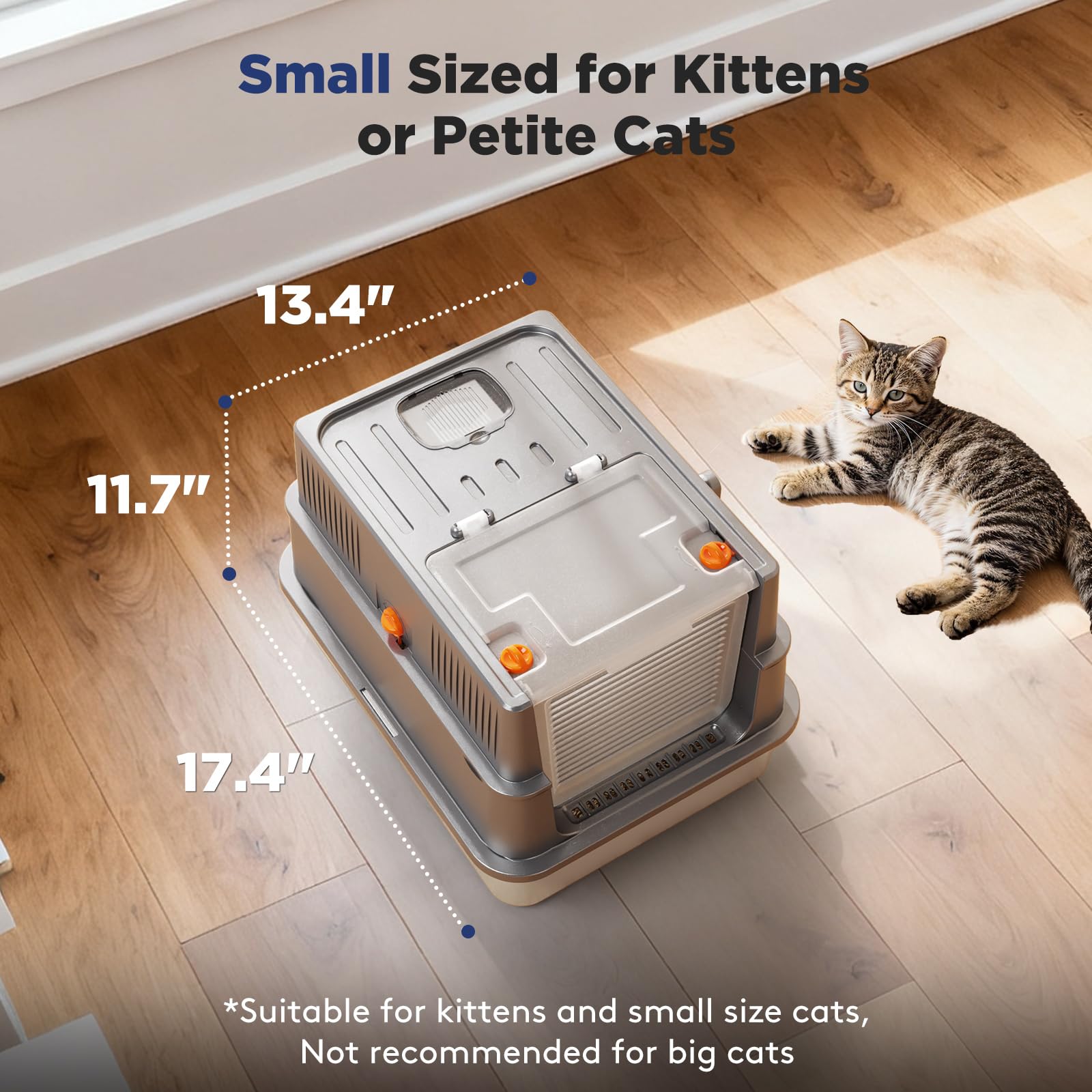 FURTIME stainless steel litter box showing odor-control features for a fresher home.