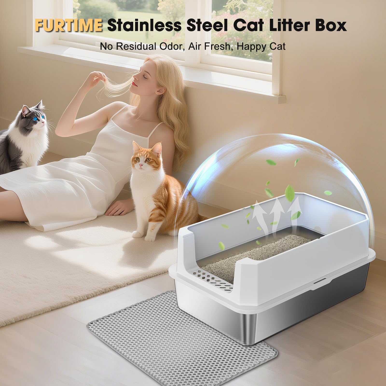 FURTIME rust-resistant steel resists scratches while controlling odors.